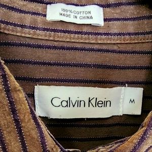 Calvin Klein Men's size medium- L/S grey with purple stripe.